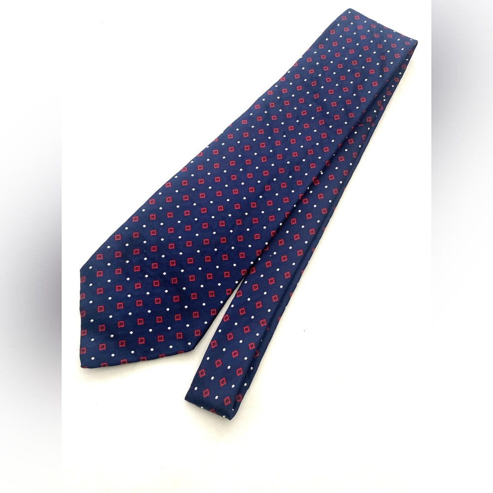 Lauren Ralph Lauren Navy Blue Micro Dot/Square Silk Necktie
